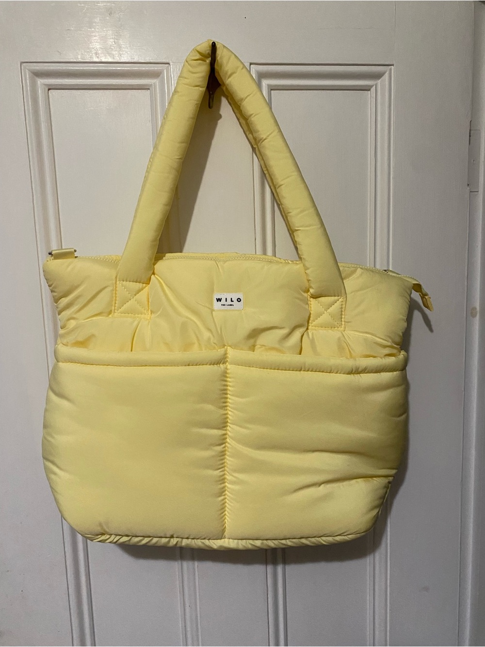Wilo Yellow Puffer Tote Bag butter yellow like new